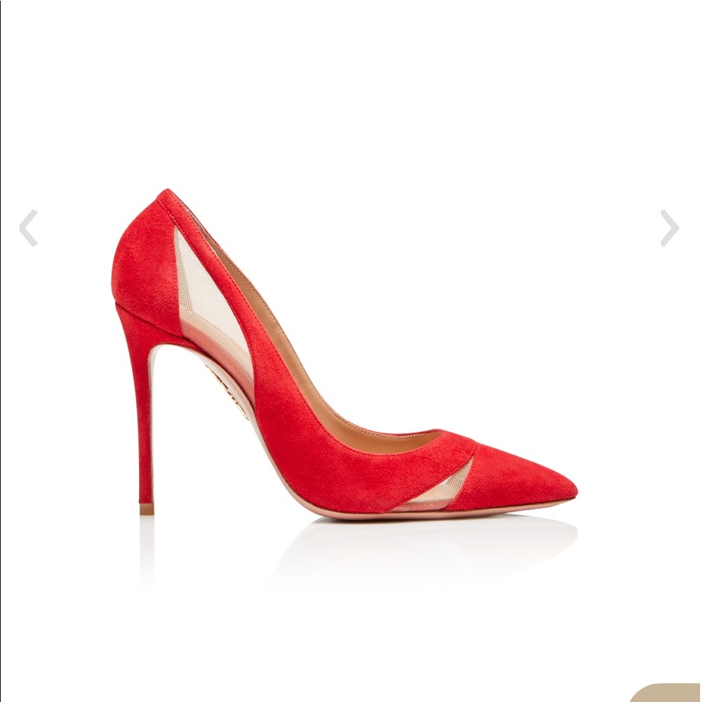 🆕 Aquazzura red mesh suede pumps